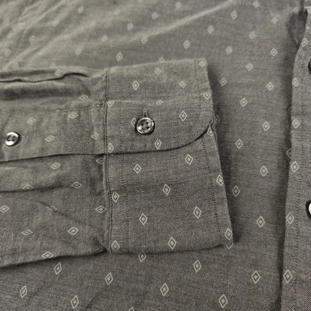 Polo Ralph Lauren Shirt Mens XL Classic Fit Gray Diamond Geometric Long Sleeve